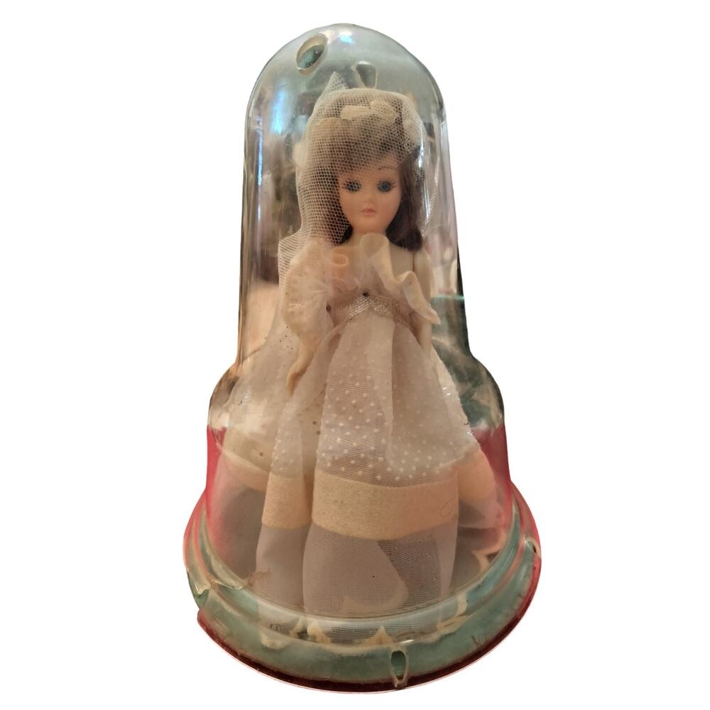 280) Vintage A&H Bride Doll In Original Hard Plastic Dome